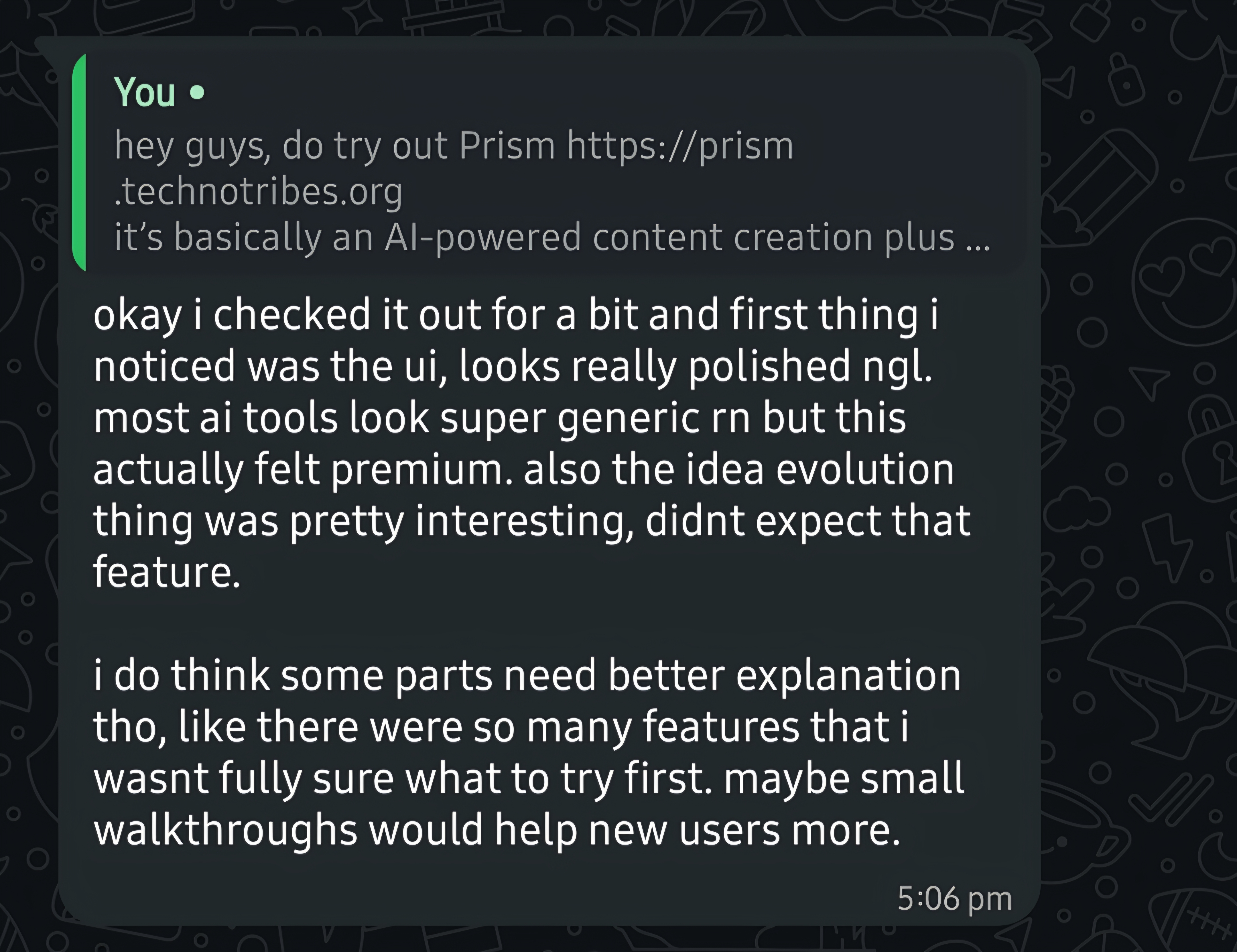 User feedback