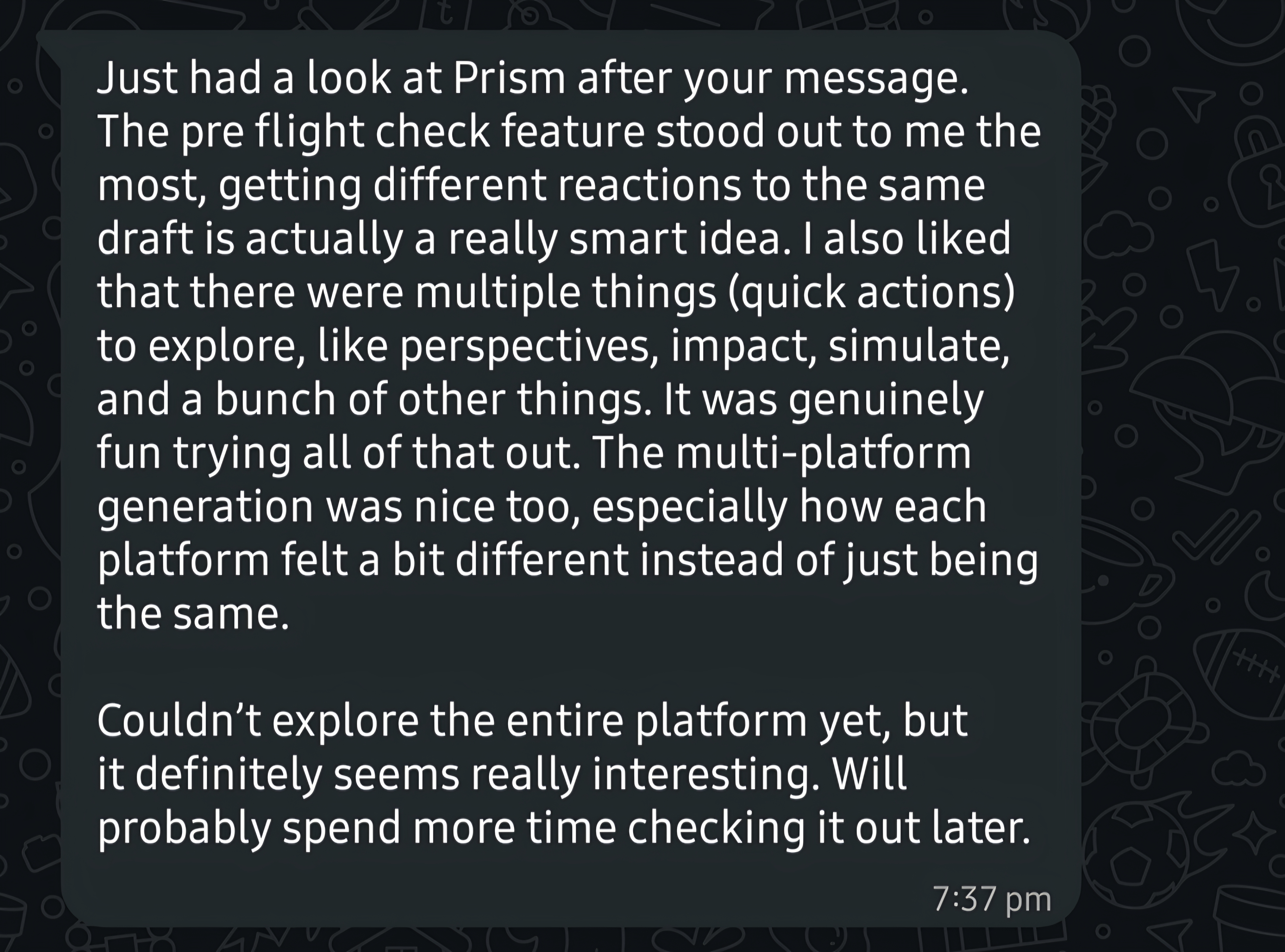 User feedback