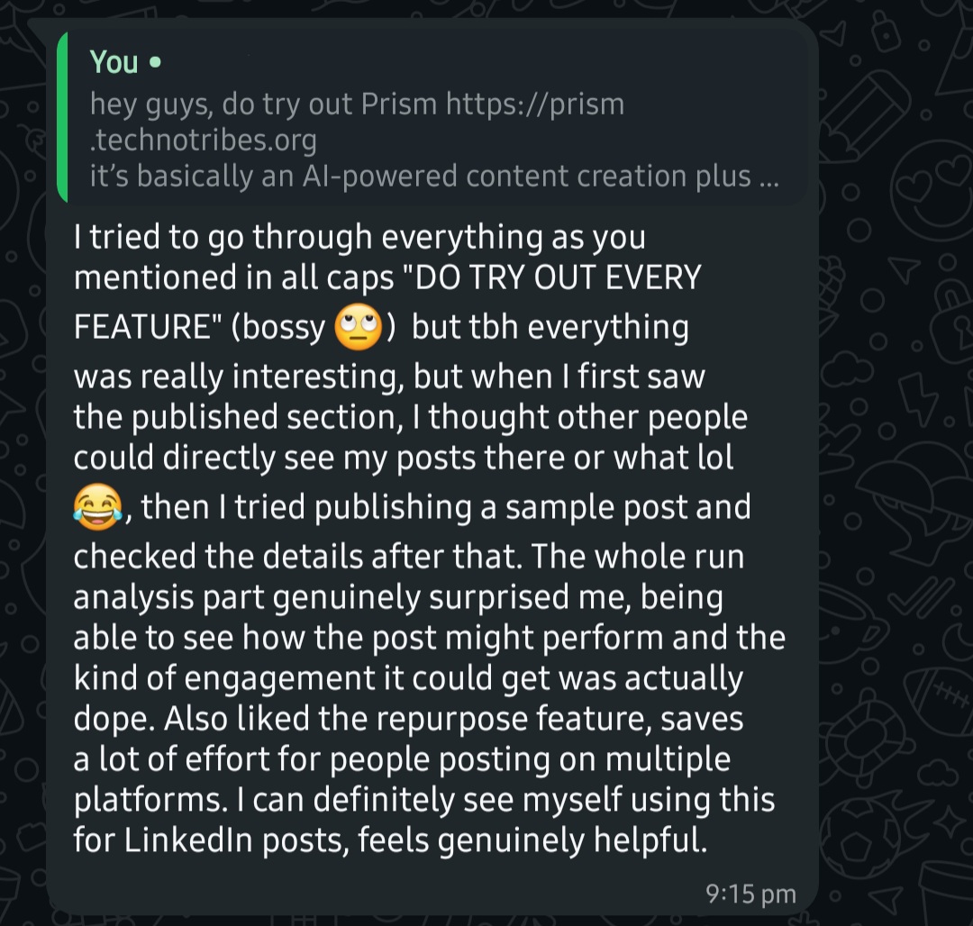 User feedback